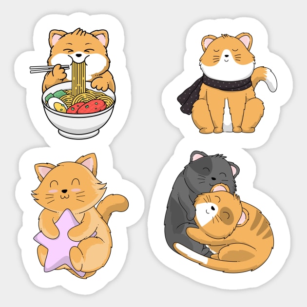Funny Cute Cat Sticker Pack for cat lover Sticker by jodotodesign